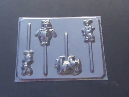 182sp Honey Bear Donkey Pig Tiger Chocolate or Hard Candy Lollipop Mold